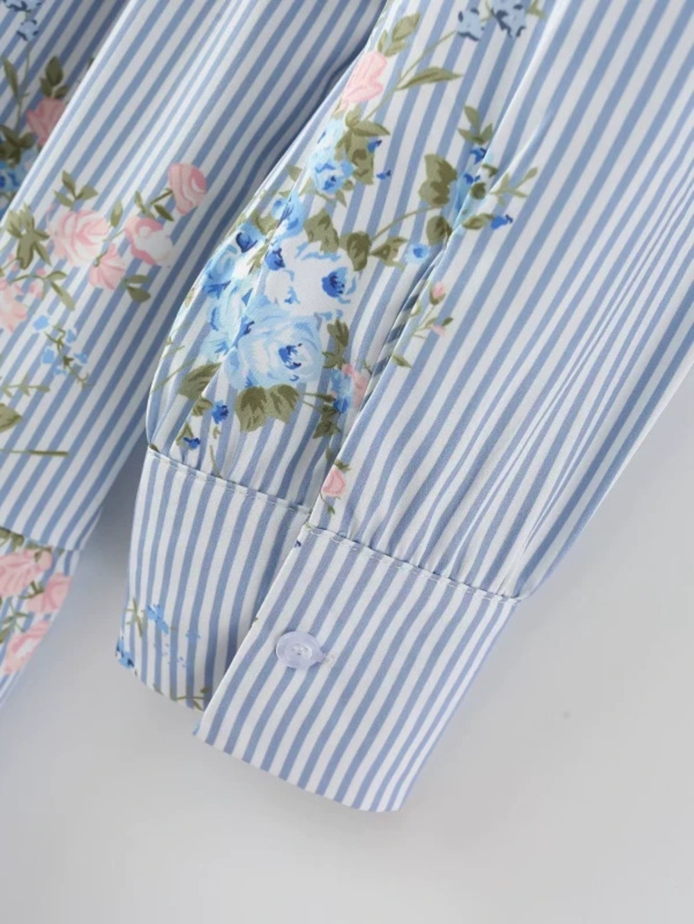 ZARA Long Sleeve Striped Floral Shirt Dress